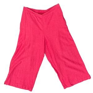 Coldwater Creek Bright Pink Linen Blend High Rise Wide Leg Capri Pants size 6